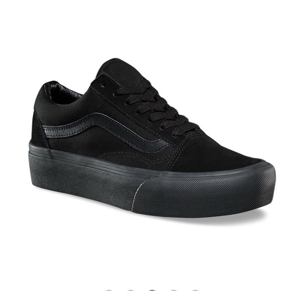 platform vans all black